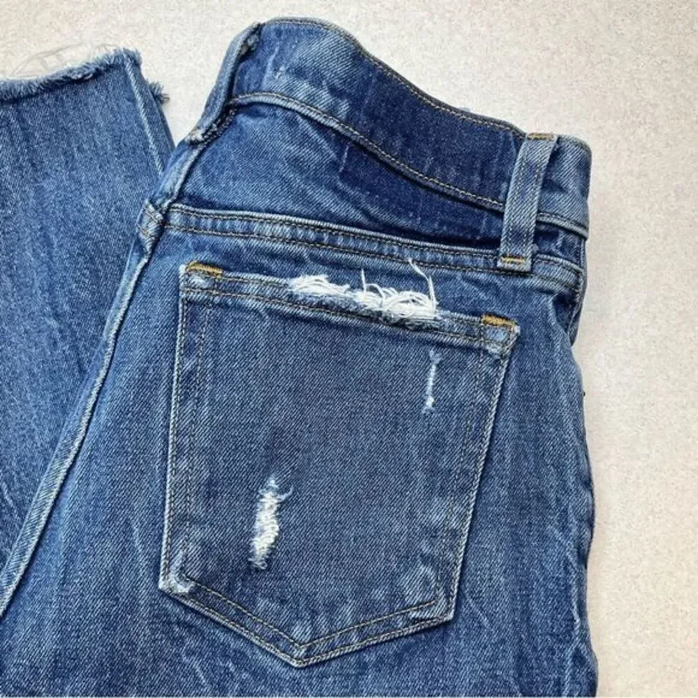 A&F High Rise Mom Jean 25 Regular Ripped Dark Wash - Picture 3 of 8